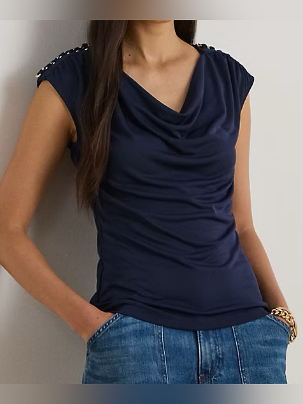NWT! LRL Sleeveless Cowl Neck Top